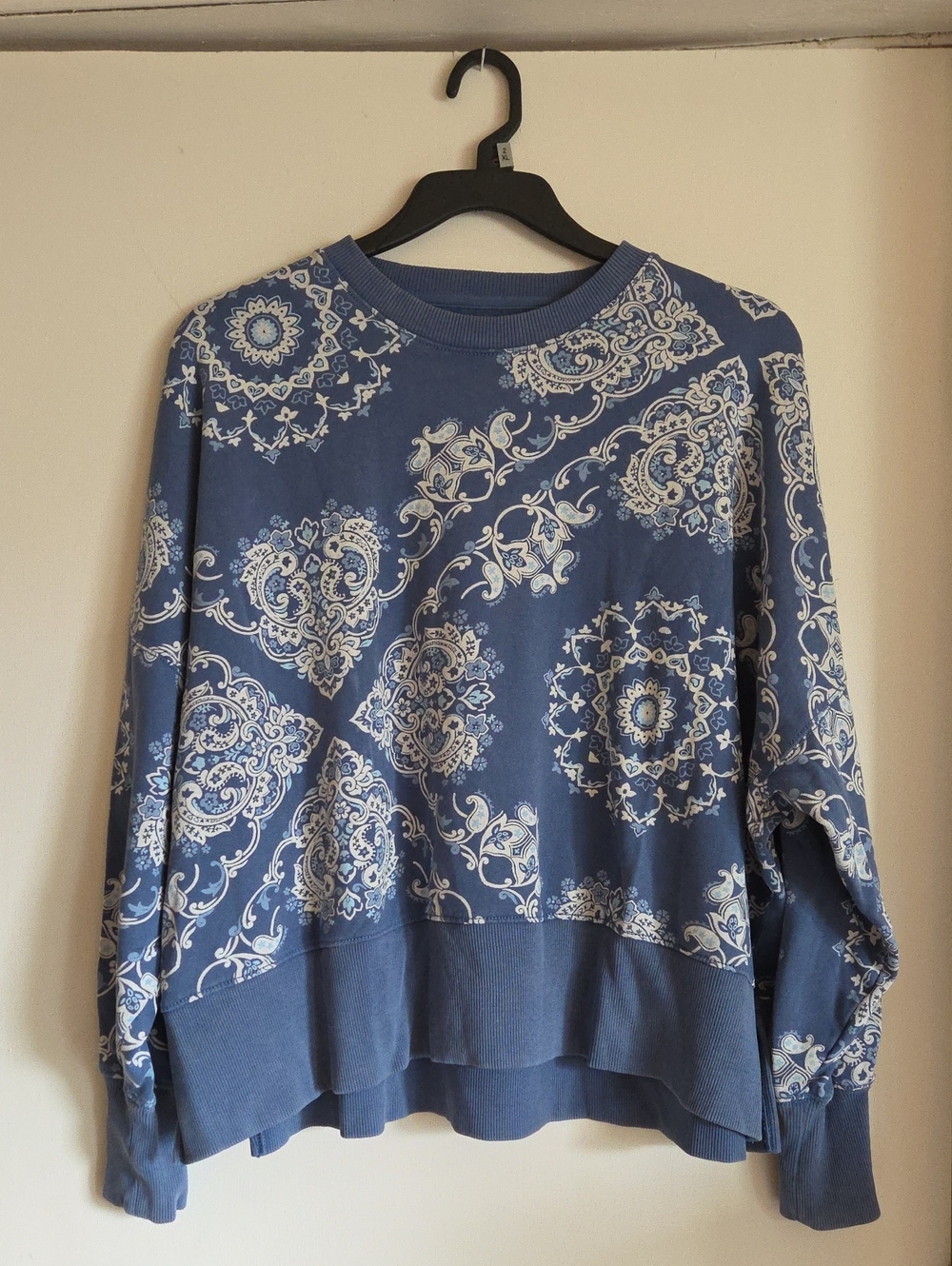Blue Paisley Print Crewneck Sweatshirt